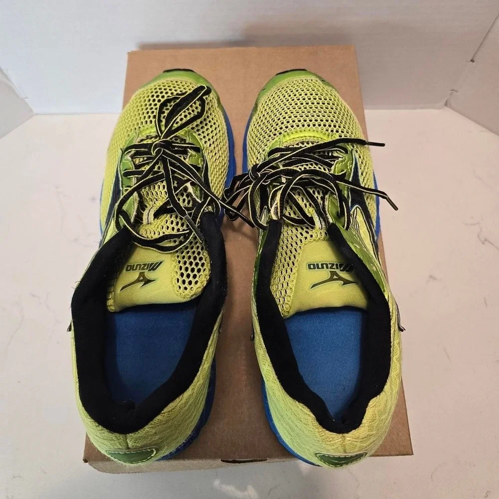 Mizuno Wave Sayonara 3 Running Shoe Bright Lime Blue Black Men's - 10 US